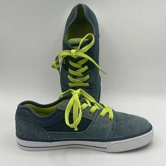 DC W TONIK Shoes - Blue Gray Suede Lime Laces Boys Size 7 - Picture 4 of 13